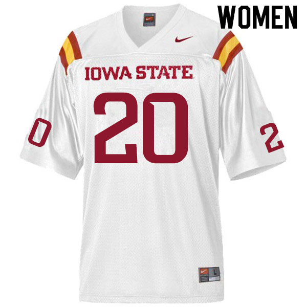 Iowa State Cyclones Women's #20 Hayes Gibson Nike NCAA Authentic White College Stitched Football Jersey IM42T27BU
